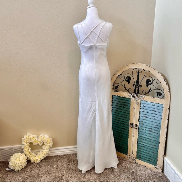 Y2K Beaded Slip Dress Vintage Silky Maxi Sex and the City Style - Picture 3 of 11